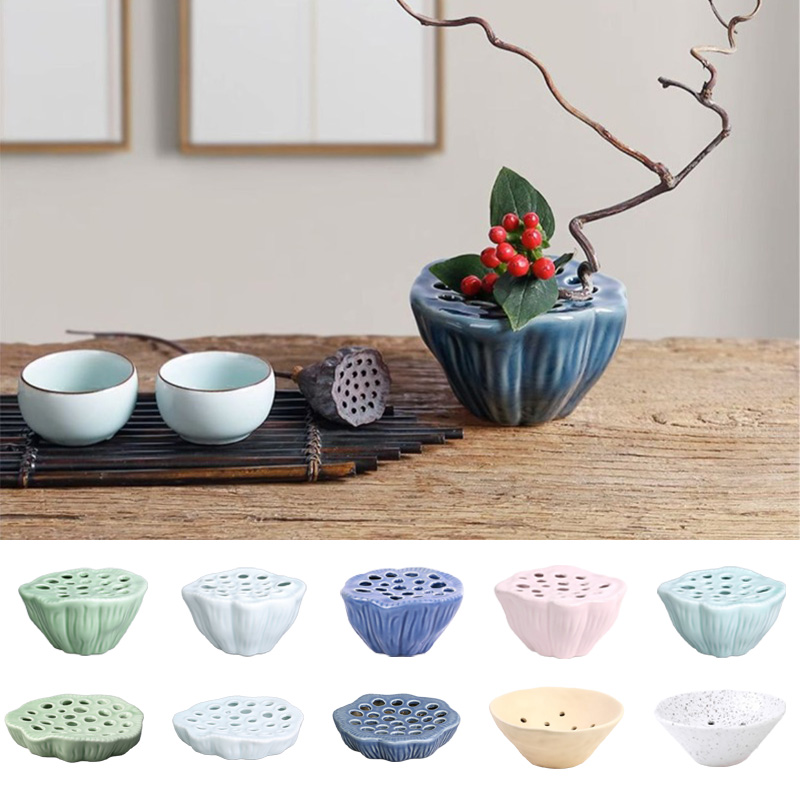 Ikebana Vase Kenzan - 1pcs Chinese Stijl Lotus Vorm Keramische