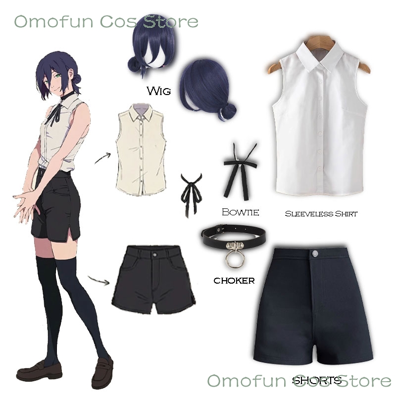 Japanese Lifestyle - Reze Cosplay Kostuum Mouwloos Shirt Pruik